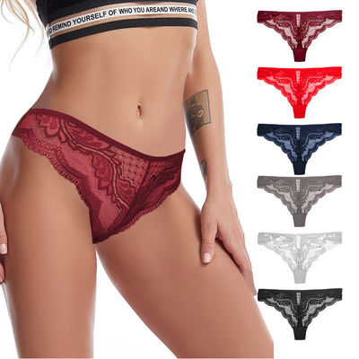 Sexy Low Rise Lace Panties Ultra Thin T Back Underwear Floral Lace Mesh Thong See Through Panties