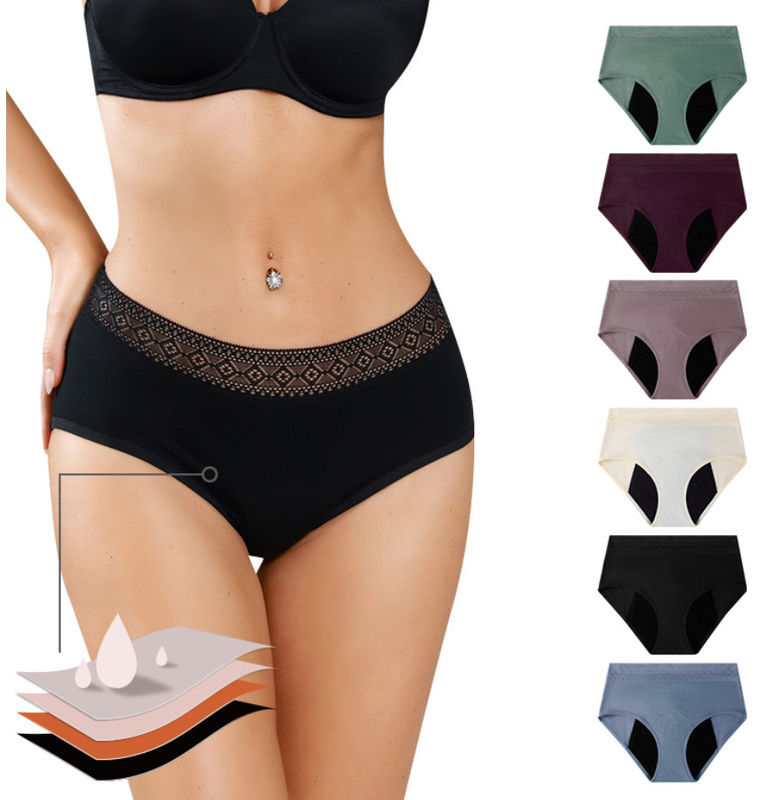 4x 5x 3xl Period Panties Underwear For Ladies Organic Cotton Mid Waist 4 Layers