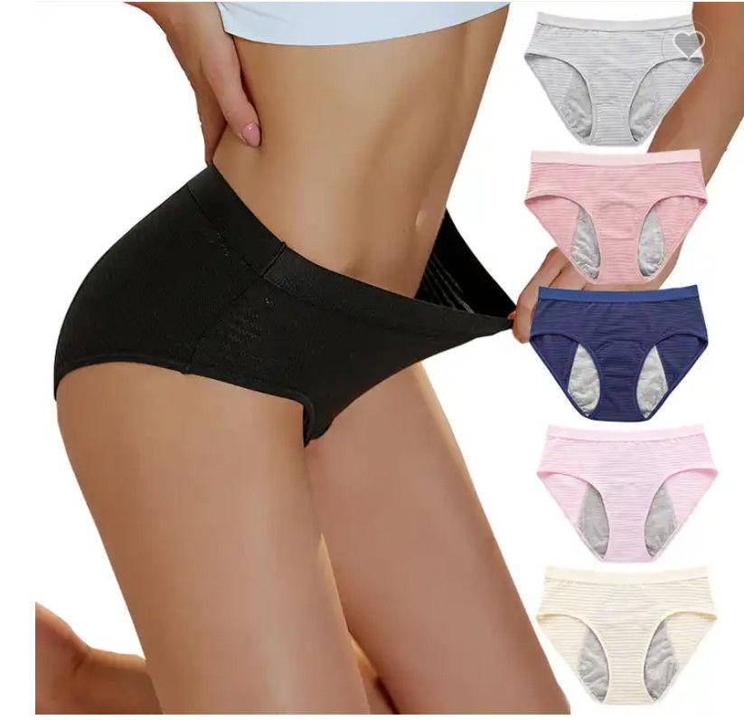 In Stock 3 Layers Multi Color Leakproof Menstrual Panties  Cotton Brief Absorbent Period Underwear For Women